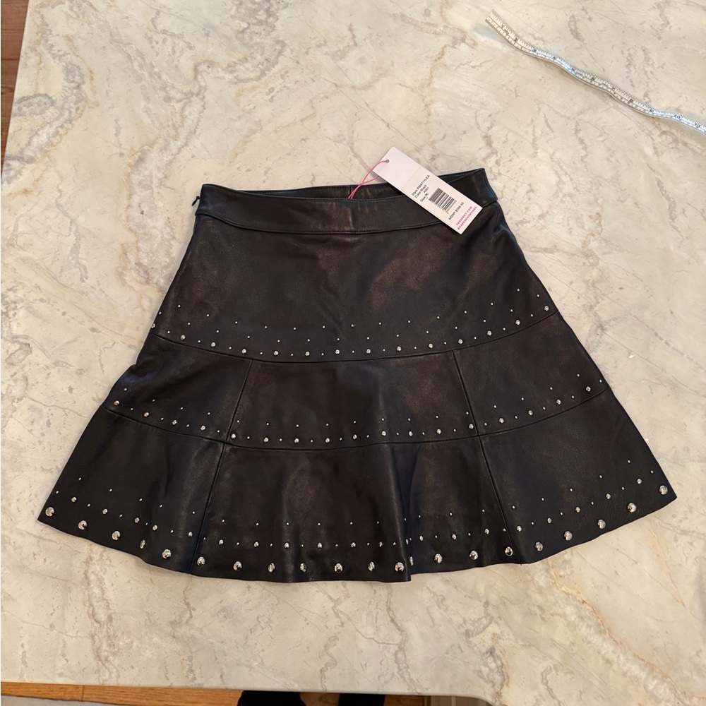 Parker Alex studded leather mini skirt NWT MSRP $398 - Picture 3 of 7